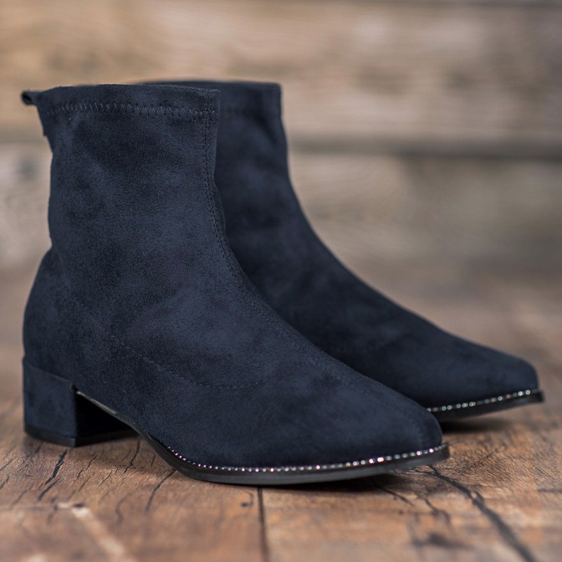 Small Swan Wsuwane Zamszowe Botki niebieskie 1