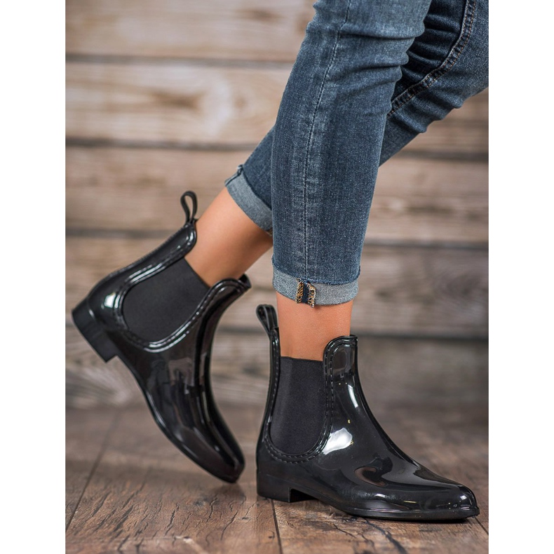 SHELOVET Lakierowane Kalosze czarne 2