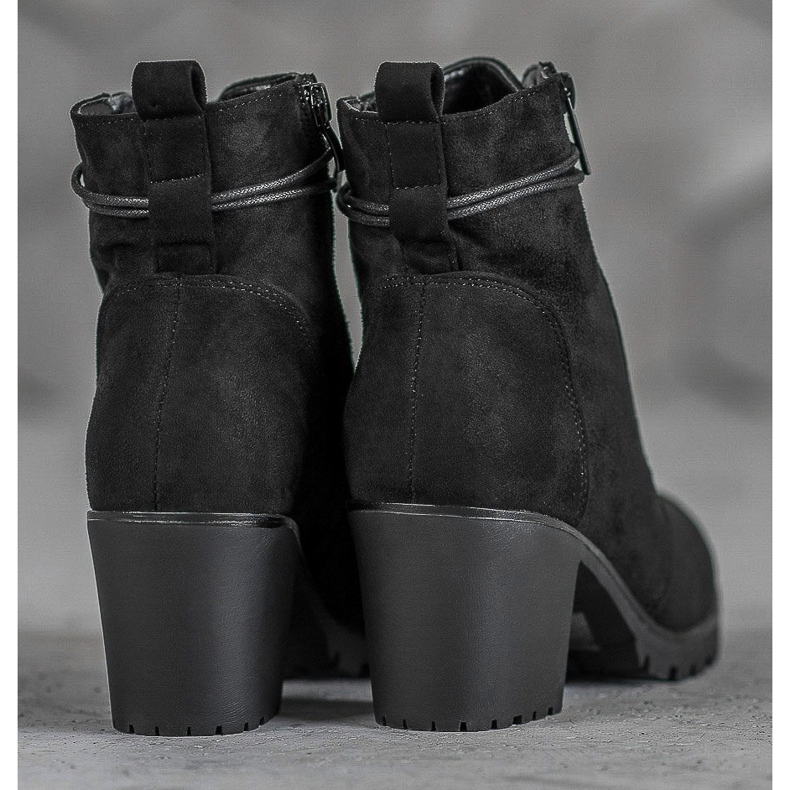 Super Me Sznurowane Botki Na Platformie czarne 1