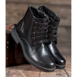 SHELOVET Workery Z Kryształkami czarne 2