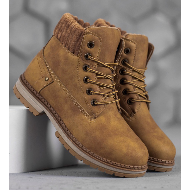 SHELOVET Modne Traperki brązowe 2