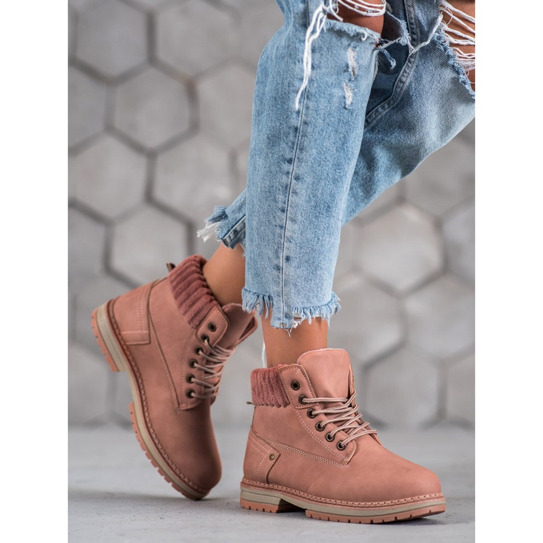 SHELOVET Modne Traperki różowe 1