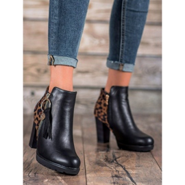 Filippo Botki Damskie Leopard Print czarne wielokolorowe 1