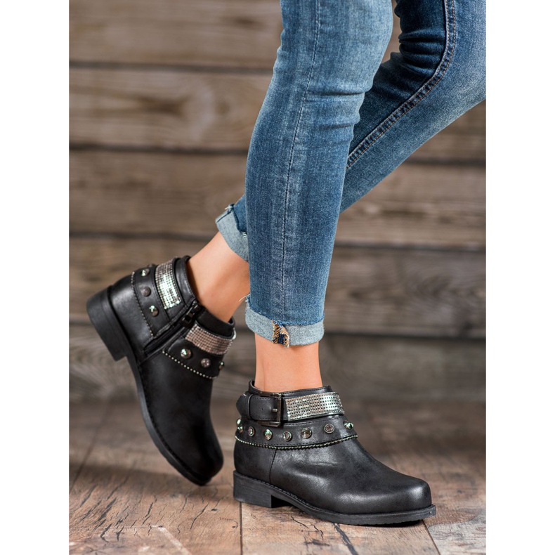 Forever Folie Botki Z Dżetami czarne 1