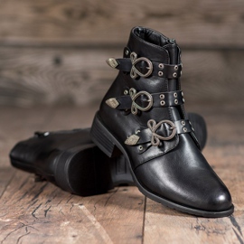 Anesia Paris Czarne Botki Z Klamrami 1