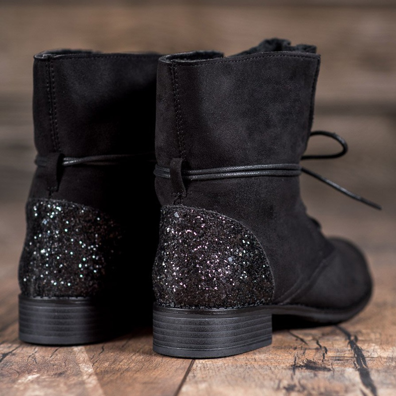 S. BARSKI Czarne Sznurowane Botki 1