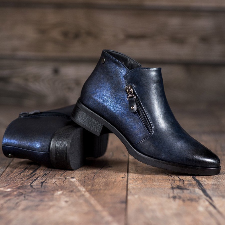 M.Daszyński Niskie Granatowe Botki niebieskie 1