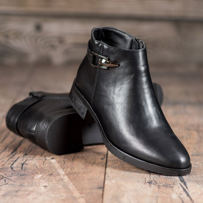 JESSI Czarne Botki Z Ozdobą 1