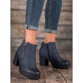 SHELOVET Granatowe Botki Na Platformie niebieskie 1