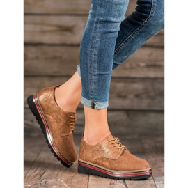 SHELOVET Półbuty Na Platformie Snake Print brązowe 1