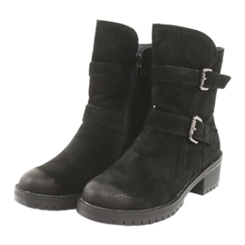 M.Daszyński Botki zamszowe skóra czarne Daszyński 161 3