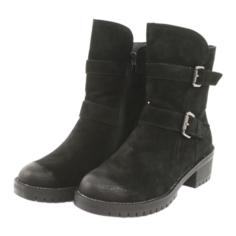 M.Daszyński Botki zamszowe skóra czarne Daszyński 161 3