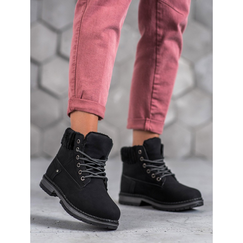 SHELOVET Modne Traperki czarne 1