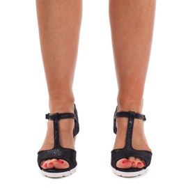 Sandały Na Koturnie YH2709 Czarny czarne 1