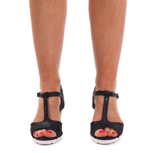 Sandały Na Koturnie YH2709 Czarny czarne 1