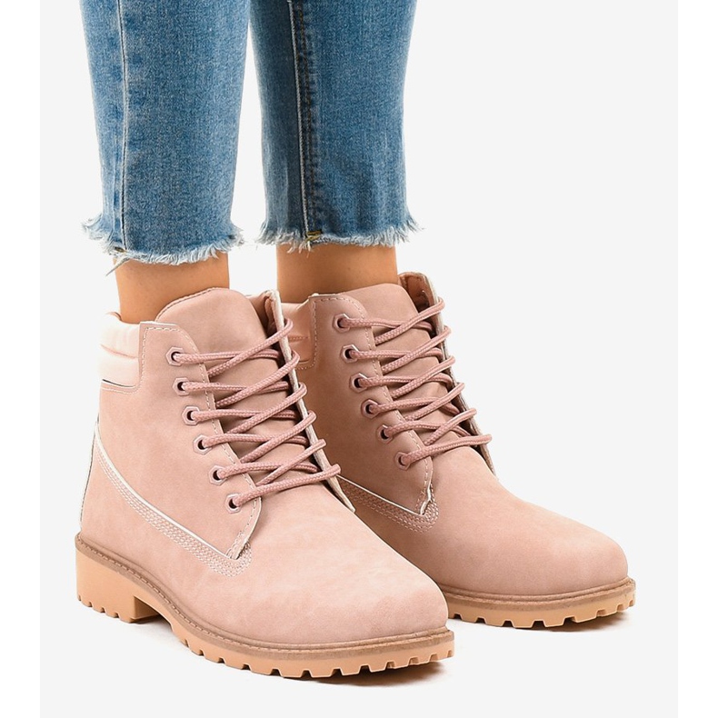 Różowe traperki bez ocieplenia W-3033 1