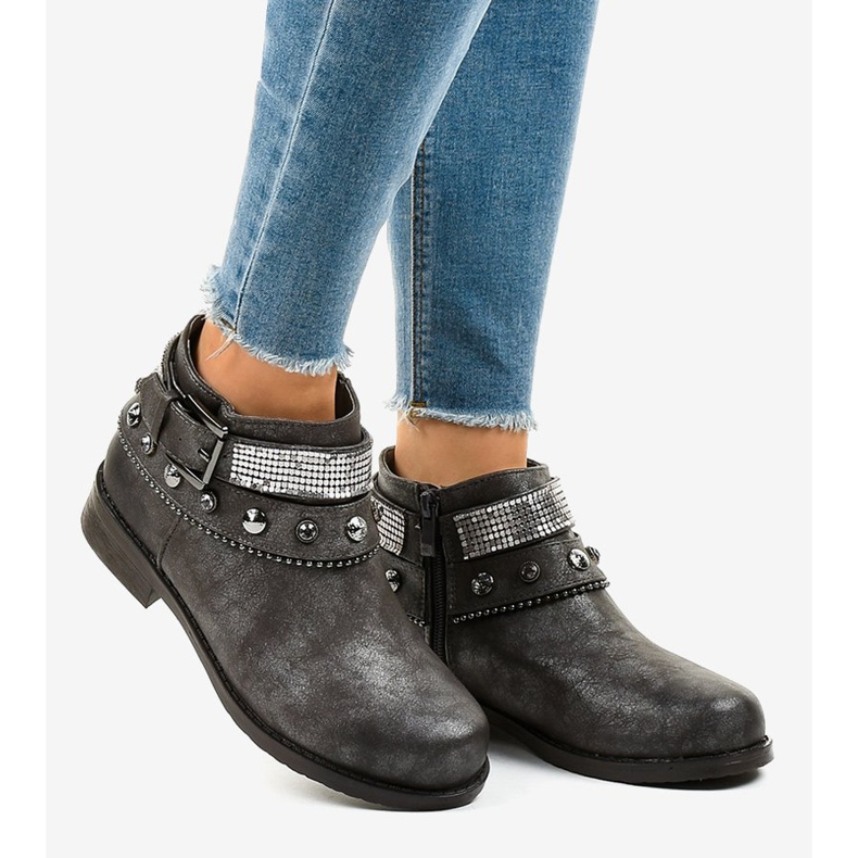 Szare botki zdobione na suwak LL178 2