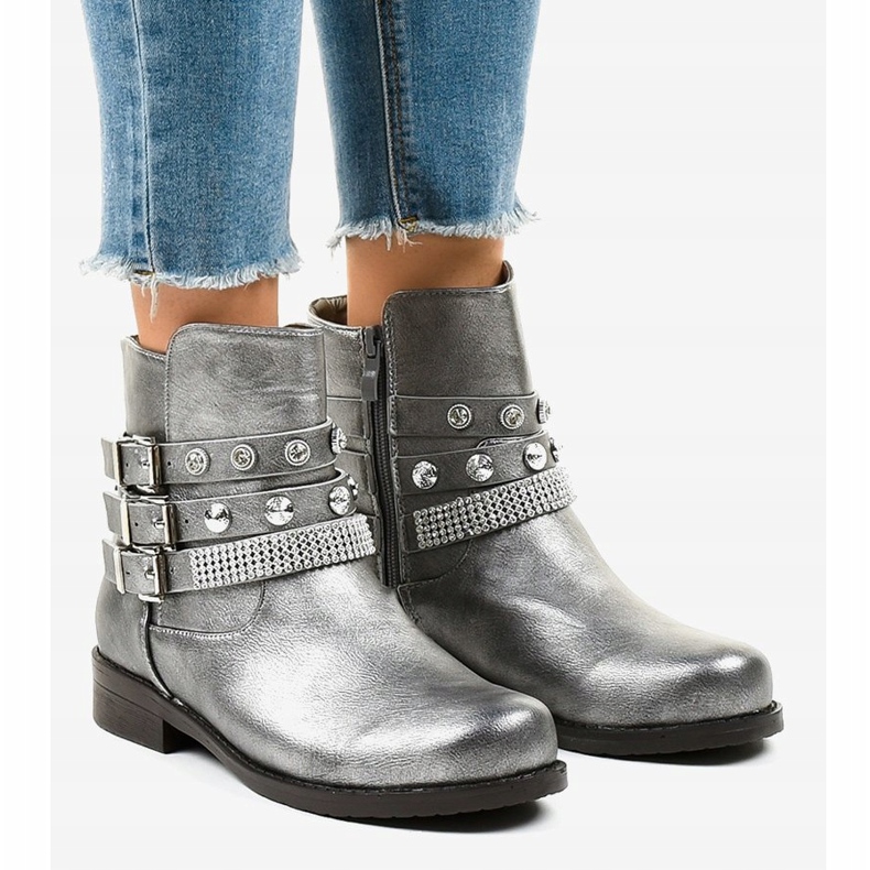 Szare botki bogato zdobione LL179 1