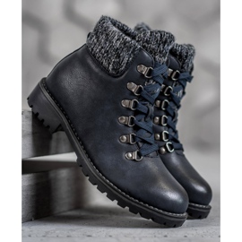 SHELOVET Granatowe Botki niebieskie 1