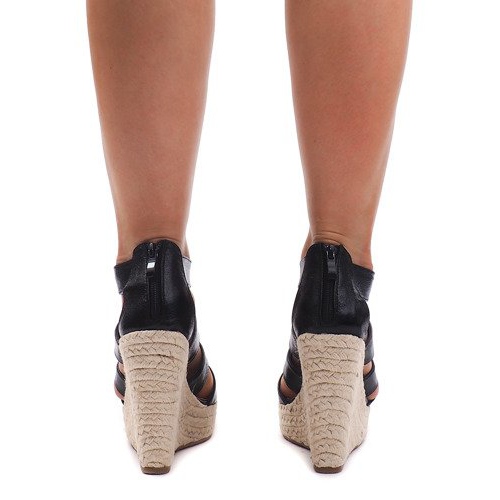 Sandały Na Koturnie 100-575 Czarny czarne 2