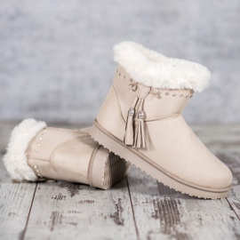 SHELOVET Mukluki Z Kryształkami brązowe 1