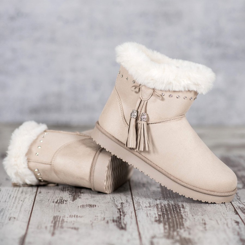 SHELOVET Mukluki Z Kryształkami brązowe 1