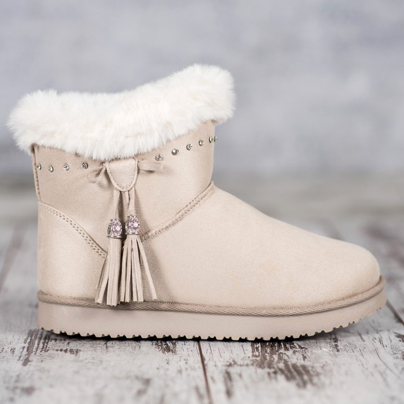 SHELOVET Mukluki Z Kryształkami brązowe 2