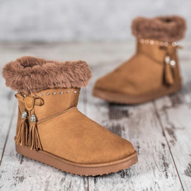 SHELOVET Mukluki Z Kryształkami brązowe 2