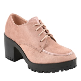 Różowe botki na słupku masywne HQ651 1