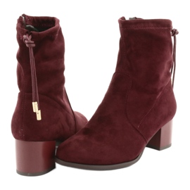 M.Daszyński Botki zamszowe na obcasie Daszyński SA58 czerwone wielokolorowe 4