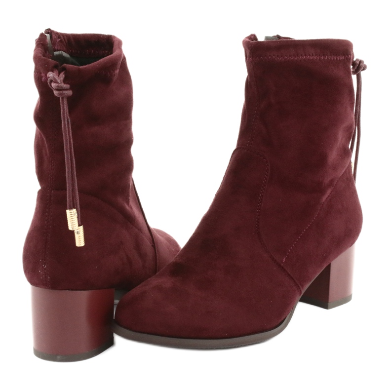 M.Daszyński Botki zamszowe na obcasie Daszyński SA58 czerwone wielokolorowe 4