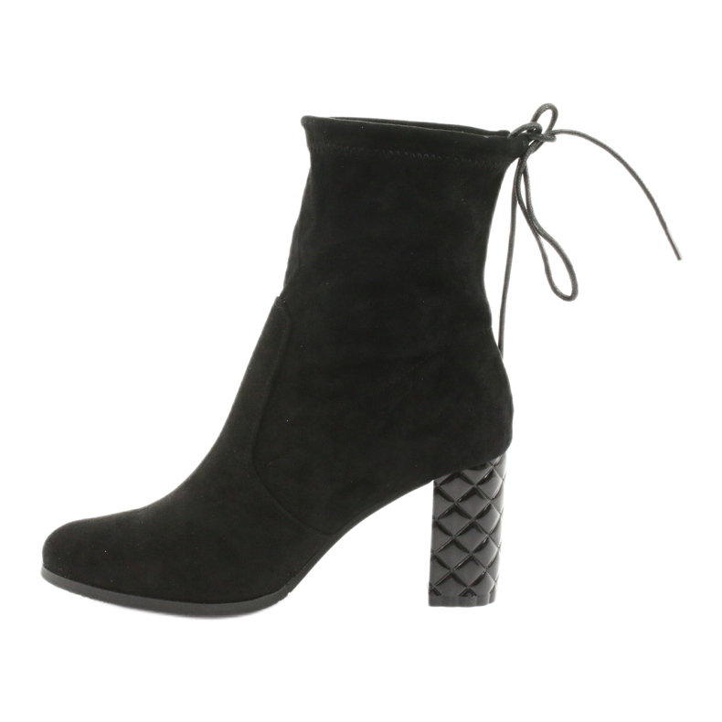 M.Daszyński Botki zamszowe na ozdobnym obcasie Daszyński 154 czarne 2