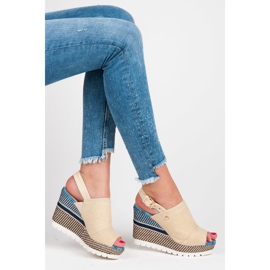 Vices Tekstylne Sandałki Na Koturnie Ze Wzorem brązowe 1