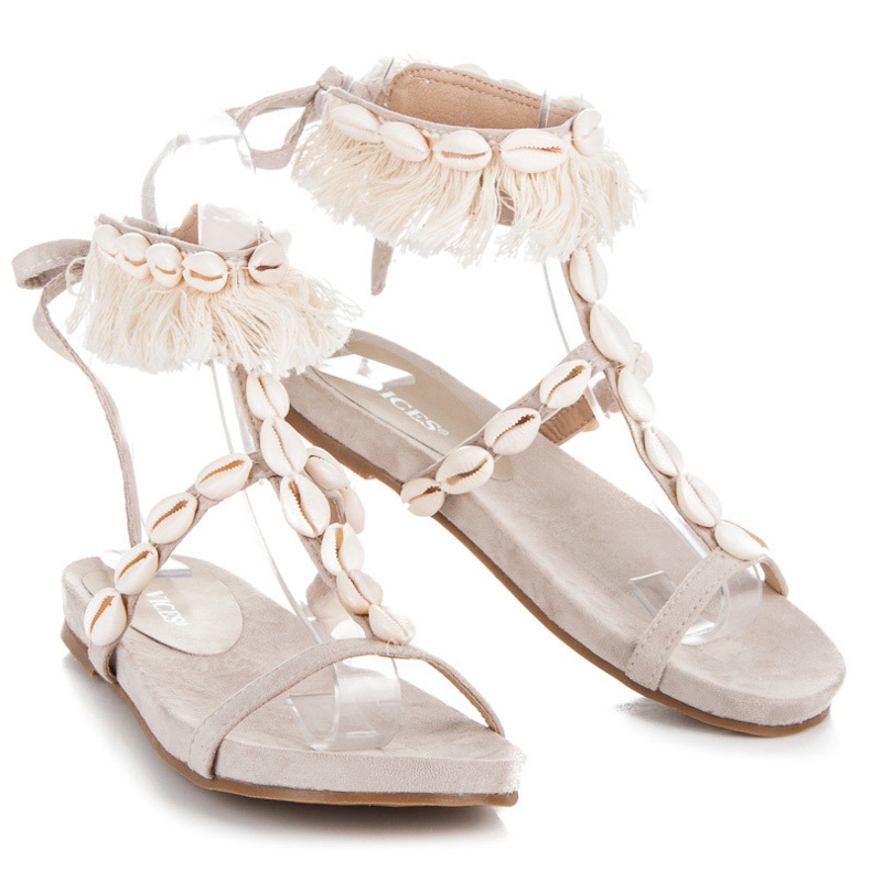 Vices Wiązane Sandałki Z Muszelkami brązowe 1