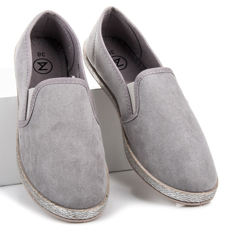 Mckeylor Zamszowe Espadryle Slip On szare 2