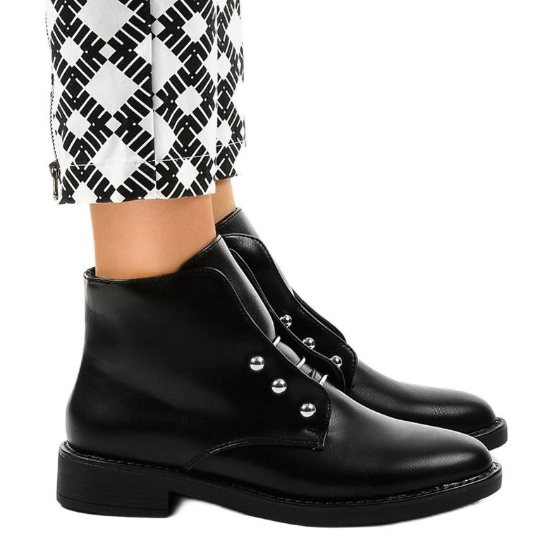 Czarne płaskie botki damskie YF0535 1