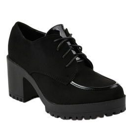 Czarne botki na słupku masywne HQ651 1