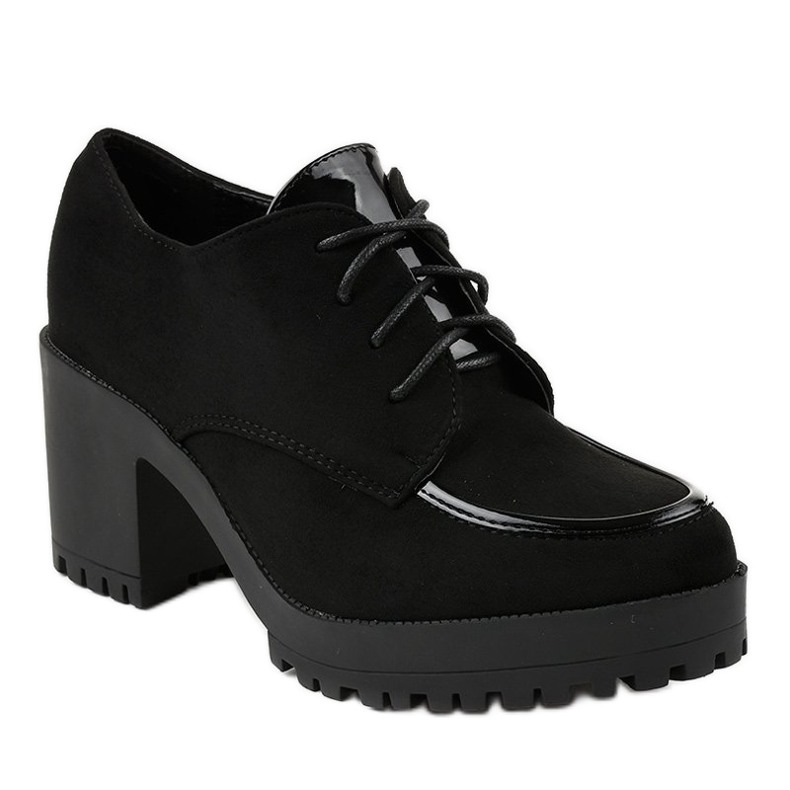 Czarne botki na słupku masywne HQ651 1