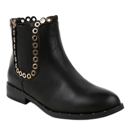 Czarne płaskie botki z gumką YY102 szare 1