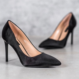 SHELOVET Satynowe Szpilki czarne 1