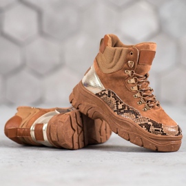 Sznurowane Botki VICES brązowe 2