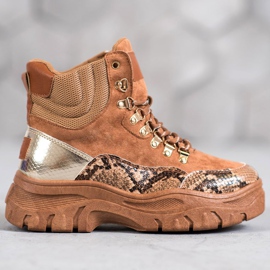 Sznurowane Botki VICES brązowe 1