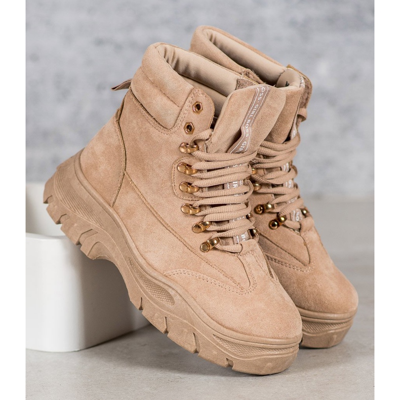 Botki Na Platformie VICES brązowe 1