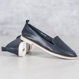 Mazaro Granatowe Skórzane Mokasyny niebieskie 2