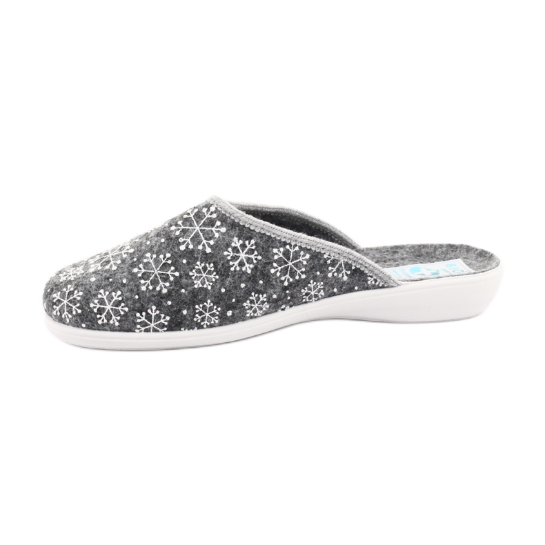 Kapcie filcowe śnieżynki Adanex 24215 białe szare 2