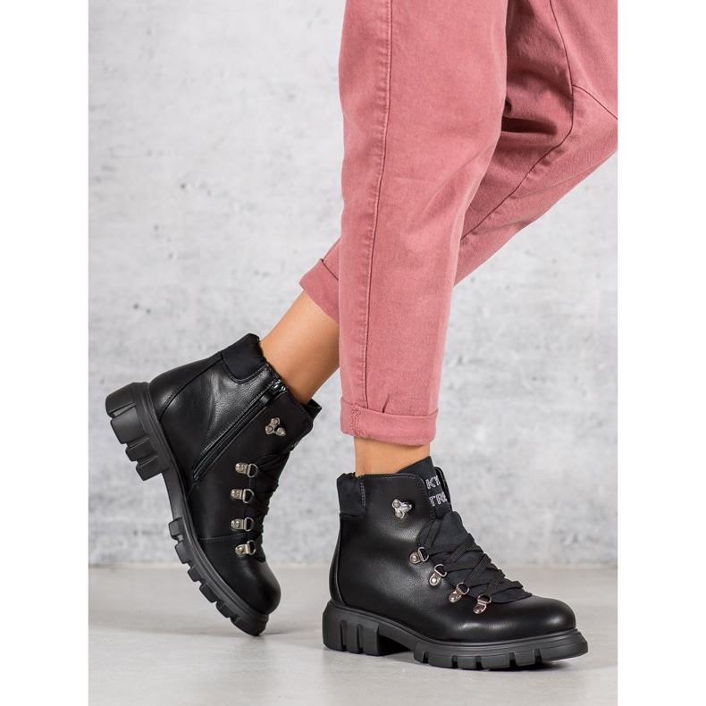 Kylie Sznurowane Botki czarne 1