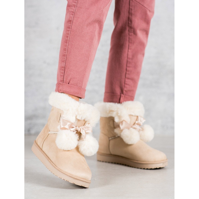 Modne Beżowe Mukluki beżowy 1