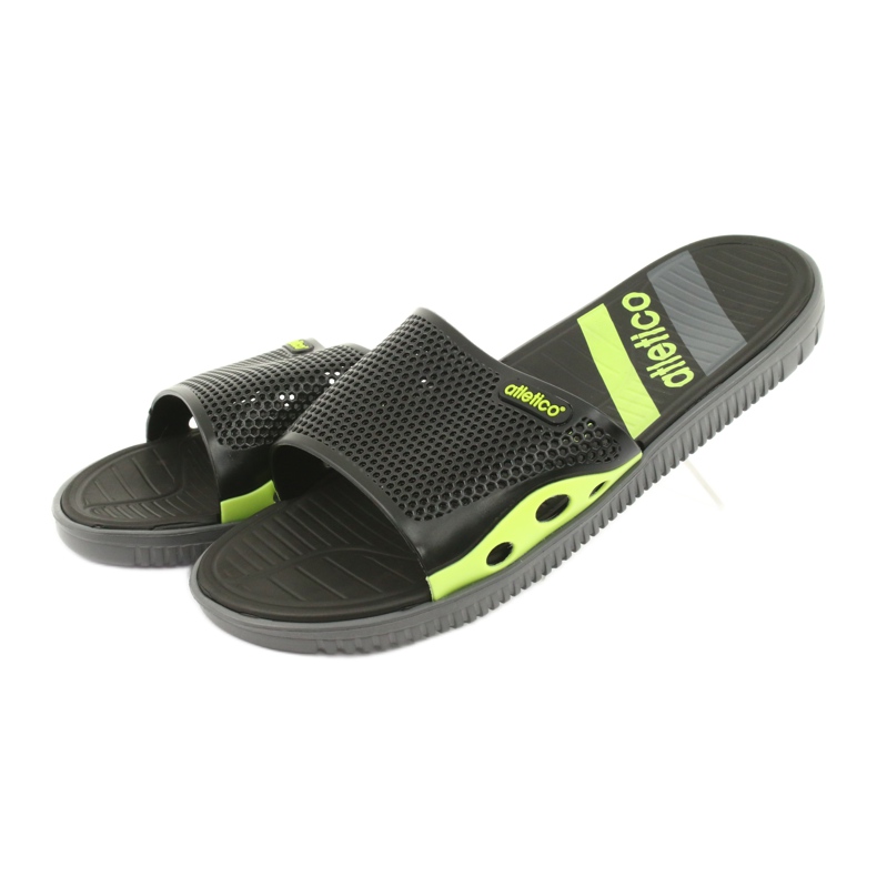 Czarne klapki męskie na basen Atletico zielone 2