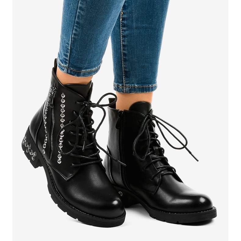 Czarne botki damskie wysokie z suwakiem KL-602 2