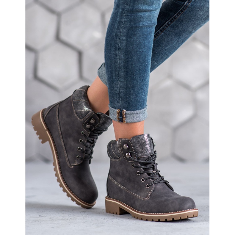 Super Me Wiązane Trapery szare 1